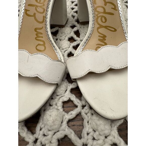 Sam Edelman white 3 inches heel sandal size 8.5 leather upper and balance man ma - Picture 3 of 9